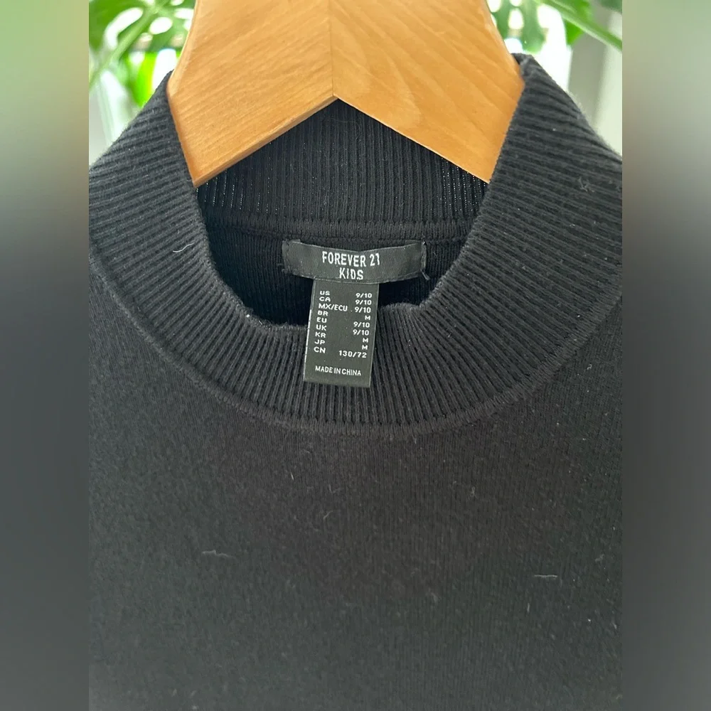 Girls' Black Ribbed Long-Sleeve Dress size 9/10